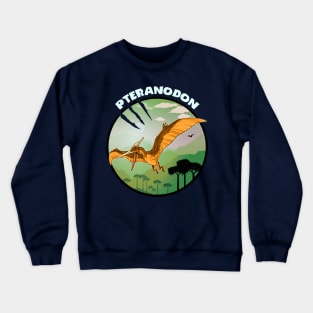 Pteranodon Prehistoric Design With Background Crewneck Sweatshirt